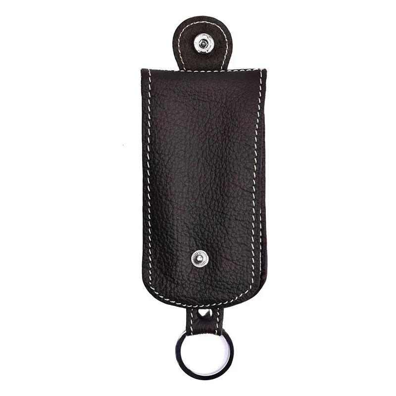 Car Key Holder Case Buckle Genuine Leather Key Housekeeper Wallet Women Trinket EDC Keychain Organizer Pouch Pull-Style Cover
