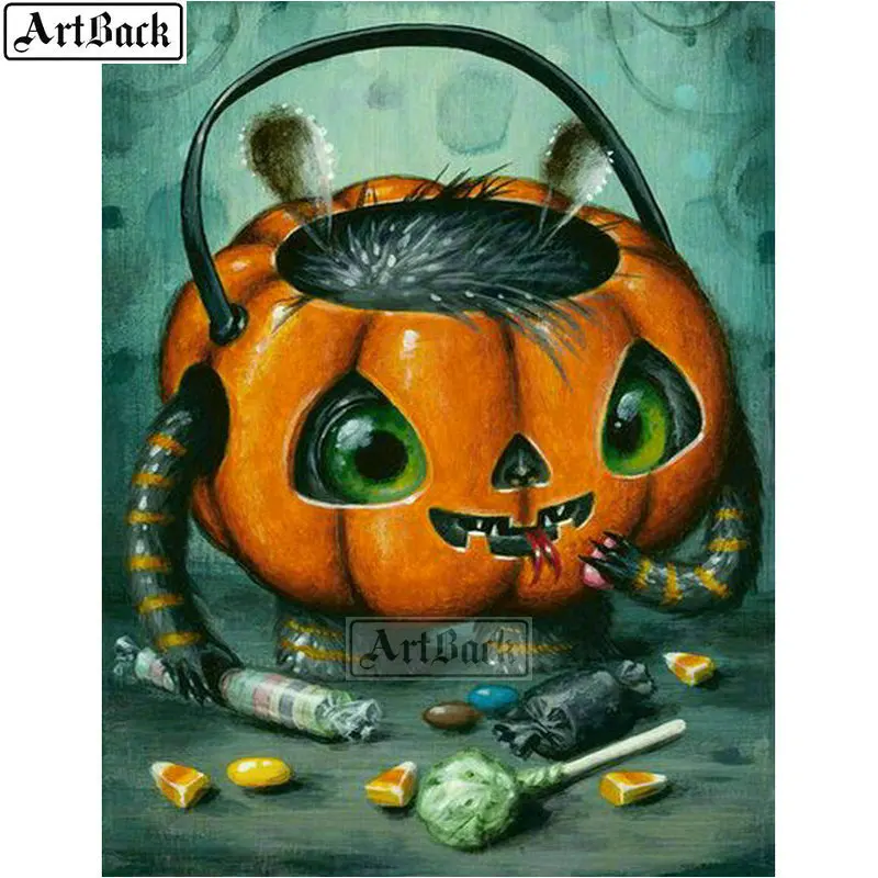 5d diy diamond painting pumpkin monster spider full square / round mosaic halloween gift crafts hand embroidery art | Дом и сад