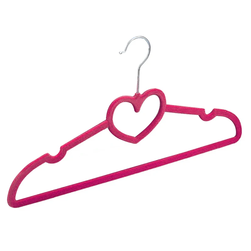 

Pack of 10 Non-Slip Ultra-Thin 360 Degree Swivel Flocked Adult Clothes Hangers with Heart Tie Bar, Notched Shoulders for Garment