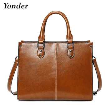 

Yonder Leather luxury women handbags female vintage leather shoulder bag large capacity totes crossbody bags for ladies 2019