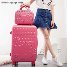 2 шт./компл. красивые 14-дюймовый рисунок «hello Kitty» косметичка 20 24 дюймов багаж путешествия тележка чехол женщина прокатки костюм чехол