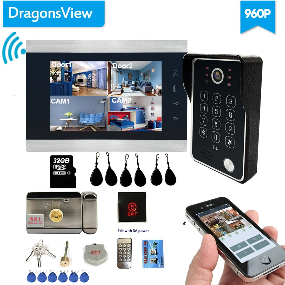 Dragonsview Wireless Video Door Phone Wifi Smart IP Home Intercom with Electronic Lock 7 Inch AHD 960P IR Leds Dragonsview Wireless Video Door Phone Wifi Smart IP Home Intercom with Electronic Lock 7 Inch AHD 960P IR Leds