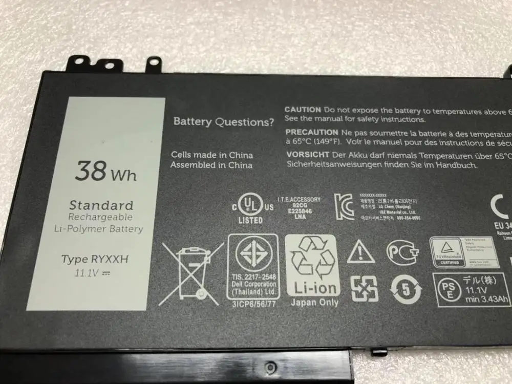 ONEVAN RYXXH ноутбук Батарея для Dell Latitude 12 5000 11 3150 3160 3550 E5250 E5450 E5550 серии 09P4D2 9P4D2 11,1 V 38WH