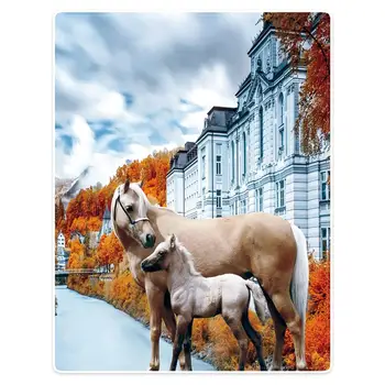 

HommomH 60 "X80" blanket throw comfortable warm soft plush sofa throw blanket horse mom and pony
