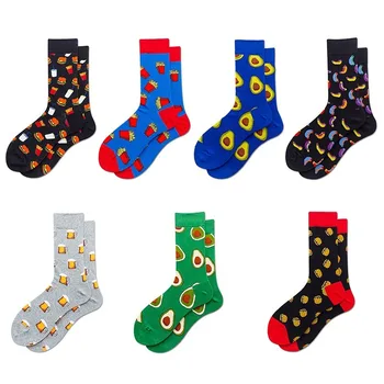

Crew Socks Women Food Series Woman Sock Avocado Hamburg Print Lovers Solid Soft Cartoon Ladies Classic Lady Calcetines Hombre
