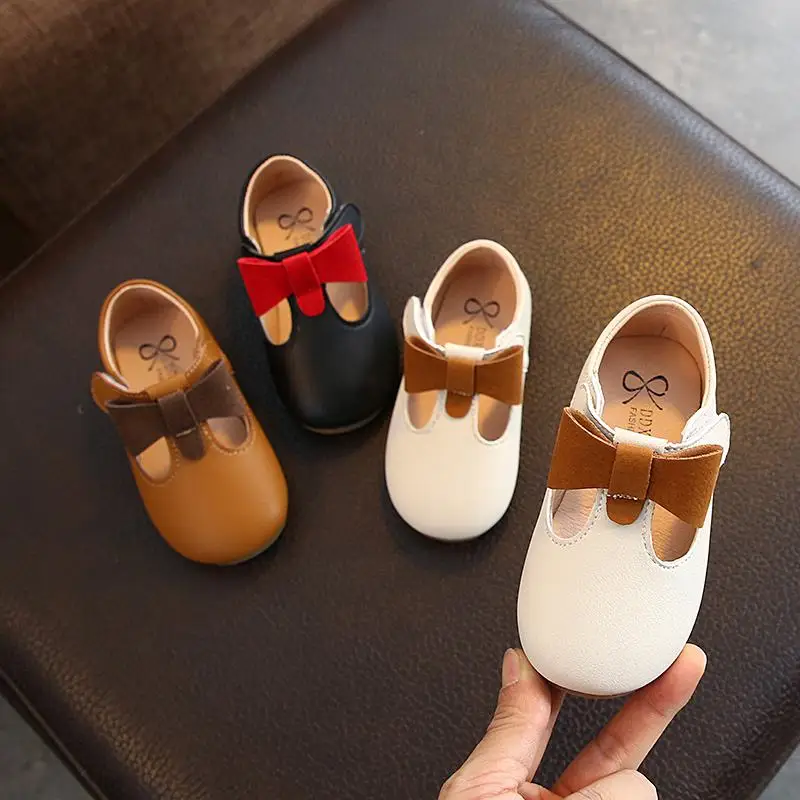 

2020 Children's Flats New Butterfly-knot Princess Party Performance Shoes Big Student Girl Shoes for Kids Soft Sole Leather Flat
