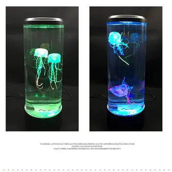 

Colorful LED Desktop Simulation Jellyfish Aquarium Style Changing Desk Lamps Relaxing LED Colour