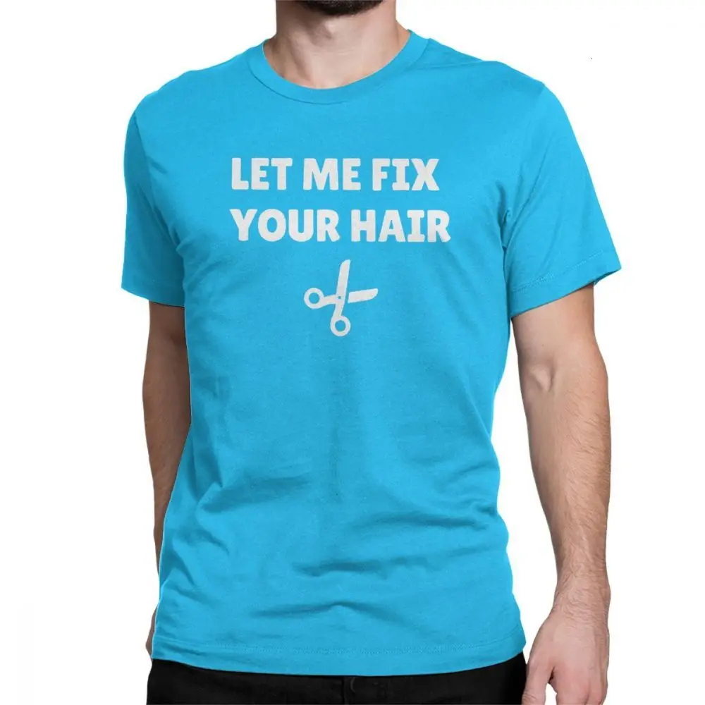 One yona Let Me Fix Hair Barber мужские футболки ножницы-Бритва Парикмахерская Стрижка Тройники короткий рукав хлопок размера плюс - Цвет: RoyalBlUE