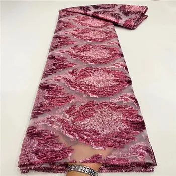 

African Organza Lace Fabric 2021 High Quality Velvet Lace with Sequins Nigerian Lace Fabrics for Wedding Dress