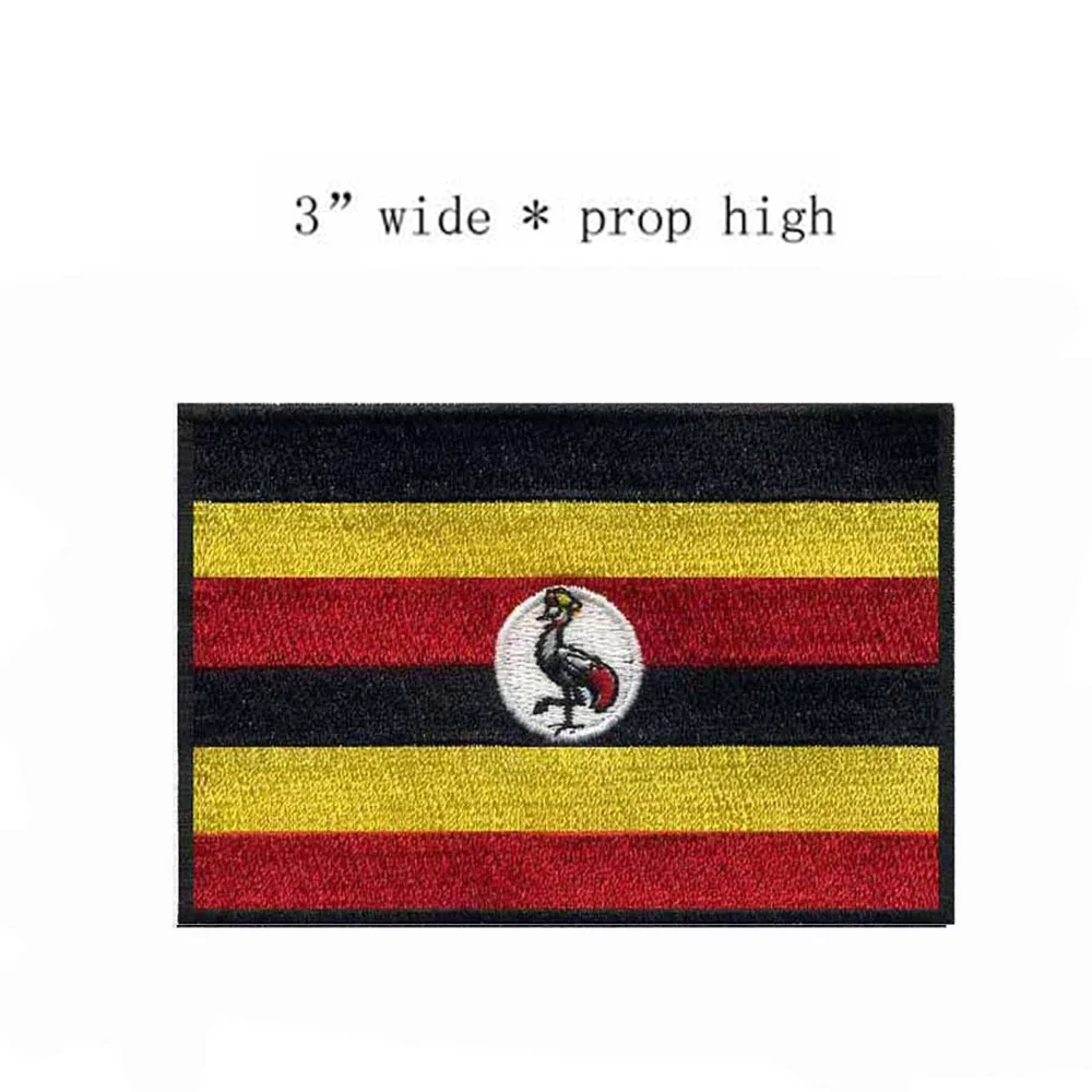 UgandaEmbroideryFlagof3WideLogoPatchesEmbroideredIronOn