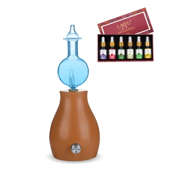 

NEW style Coffee color Pure Essential Oil Diffuser Ceramic Glass Aromatherapy Air Nebulizer Humidifier with colorful night light
