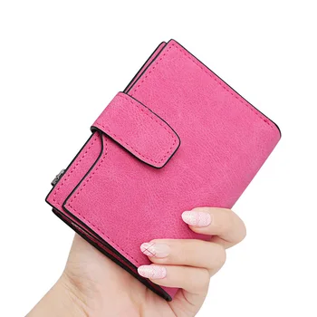

Women's Wallets Short Wallet Women Bifold Hasp Clutch Purse Girl Zipper Coin Purses Lady Credit Card Holders Matte Leather
