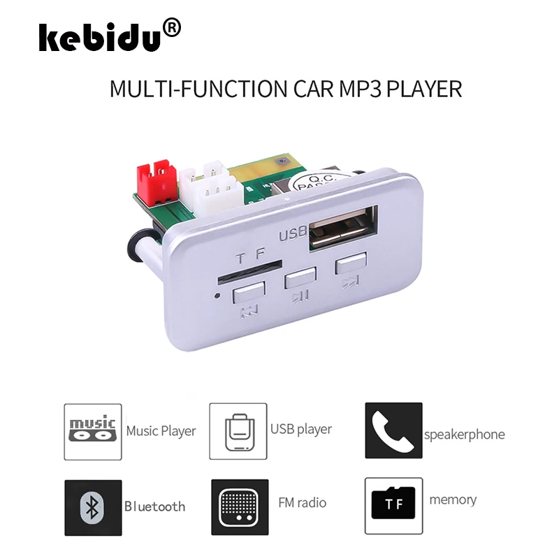 Автомобильный аудио USB TF FM радиомодуль kebidu беспроводной Bluetooth 12 в MP3 WMA декодер