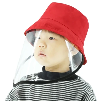 

PULUZ Anti-Saliva Splash Anti-Spitting Anti-Fog Anti-Oil Protective Cap Kids Fisherman Hat Removable Face Shield Red