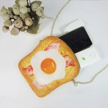 

Bag Purse Fashion Personality Cute Poached Egg Toast Bag Chocolate Roll Mobile Phone Bag Zipper Messenger Bag Chain Bag.w