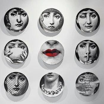 

10-inch Plates Home Decoration Christmas Decoration Dinner Plate Decorative Wall Dishes Black White Wall Plates
