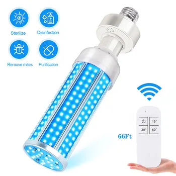 

AC 110V/220V 60W UV Germicidal Lamp UVC Germicidal Disinfection Light Bulb E27 Corn Ozone Bulb With Remote Control For Home Room