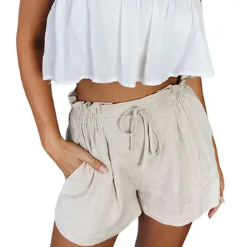 

Simple Solid Color High Waist Lace Up Shorts Summer Fashion Shorts Female Casual Loose New Women 2019