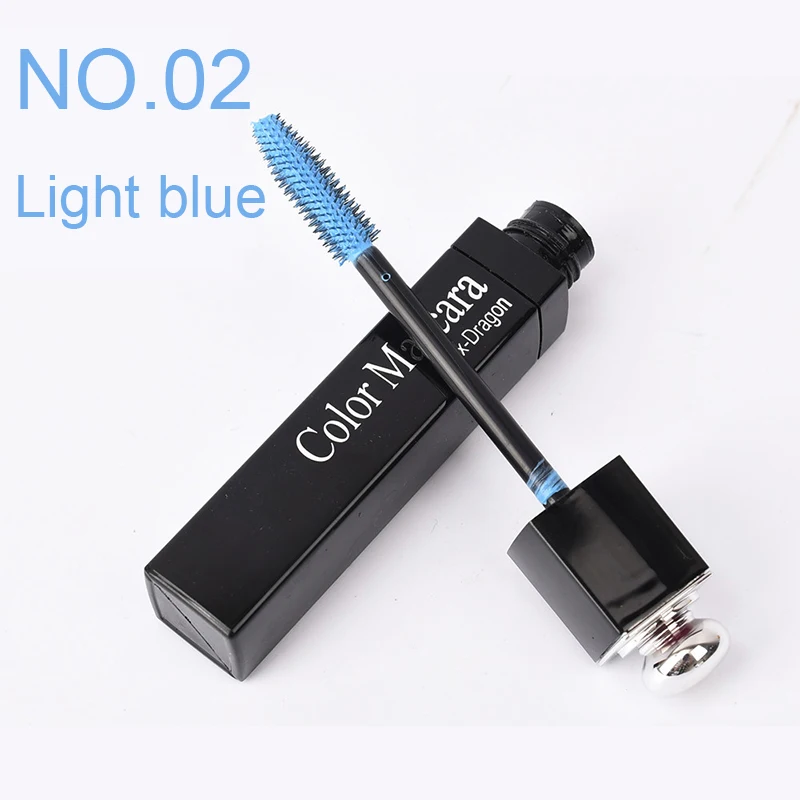 mascara-light blue Цветная Водостойкая тушь для ресниц, быстрая сушка, подкручивание, удлинение, макияж, ресницы для глаз, голубые, зеленые, красные, фиолетовые, черные, белые, чернильная тушь для ресниц - Цвет: mascara-light blue