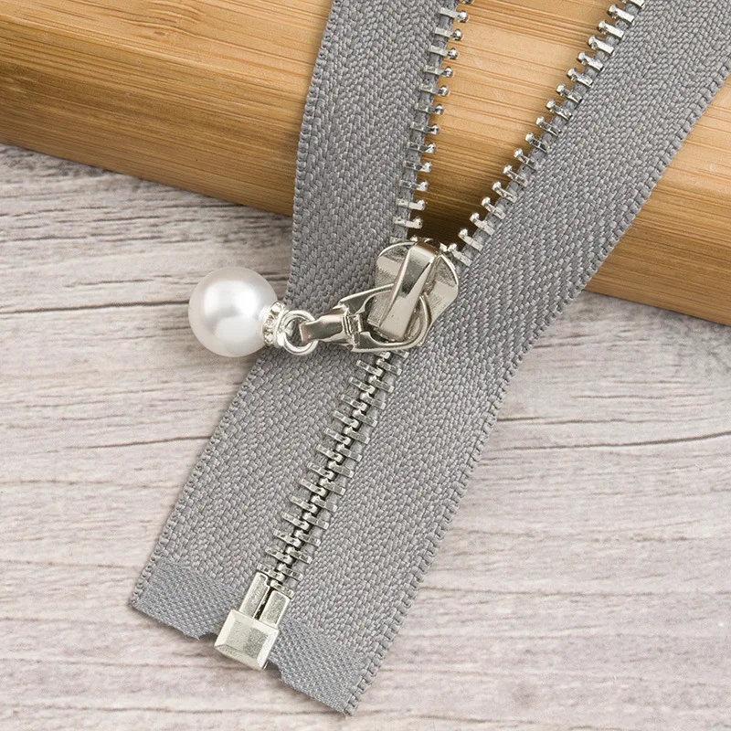 graysilver85cm 1 шт. 85 см 120 см 5# жемчужная металлическая молния экологически чистое открытое пальто куртки застежки-молнии для шитья одежды молнии DIY ремесло KY969 - Цвет: graysilver85cm