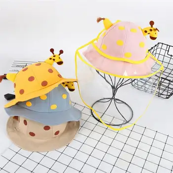 

Cute Deer Design Dust Protection Bucket Hat Outdoor UV Protect Fisherman Hats Sun Caps Protective Face Shield Mask for Kids