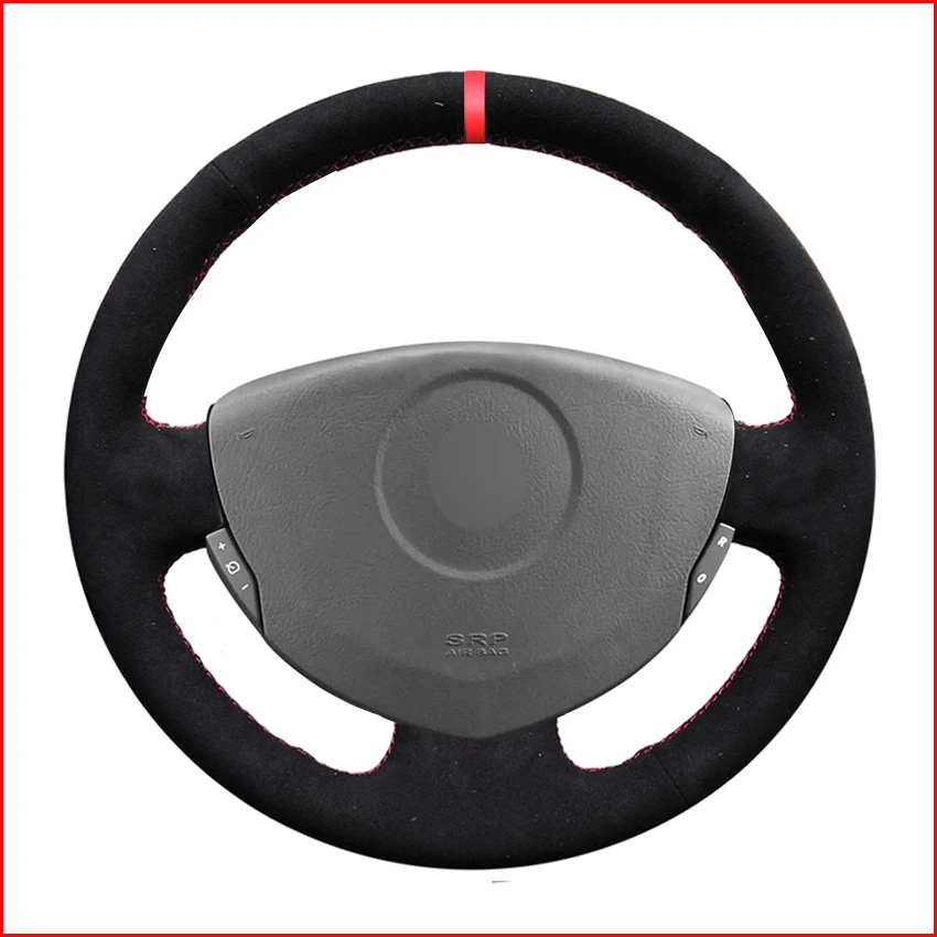 Black-Artificial-Leather-Steering-Wheel-Cover-for-Renault-Clio-2-2001-2005-Dacia-Sandero-2008