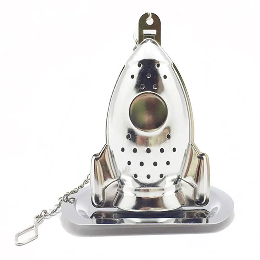 

Infuser Home Loose Leaf Kitchen Gadget Tea Strainer Reusable Mesh Teapot Locking Rocket Shape Stainless Steel Multifunctional