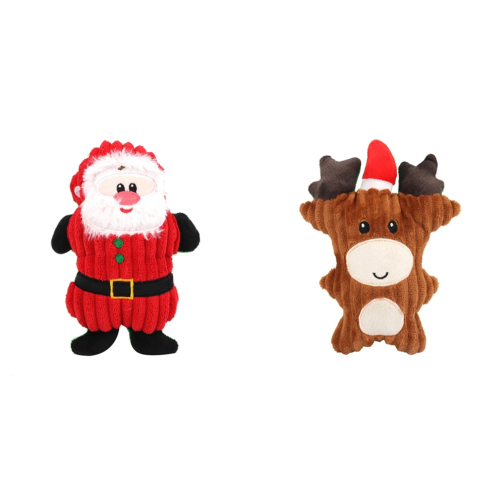 Рождественская домашняя собака игрушки Санта-Клаус/Олень/Пряничный человек жевательные Squeaker детские игрушки плюшевые для собак милые кусающие веревки звуковые игрушки
