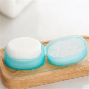

2019 Round Transparent Plastic Soap Box Sponge Soap Holder Home Bathroom Accessories Set Soap Edition Fashion Soap Box