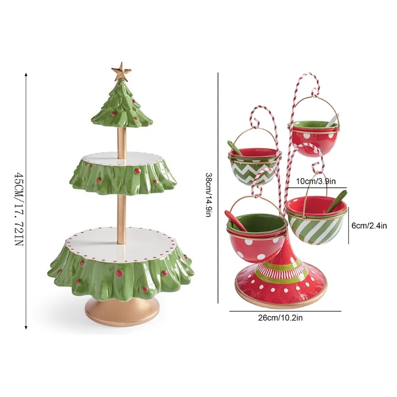 ChristmasTreeDessertTableDisplayRackTieredCupcakeStandFruitPlateMiniCakesCandy
