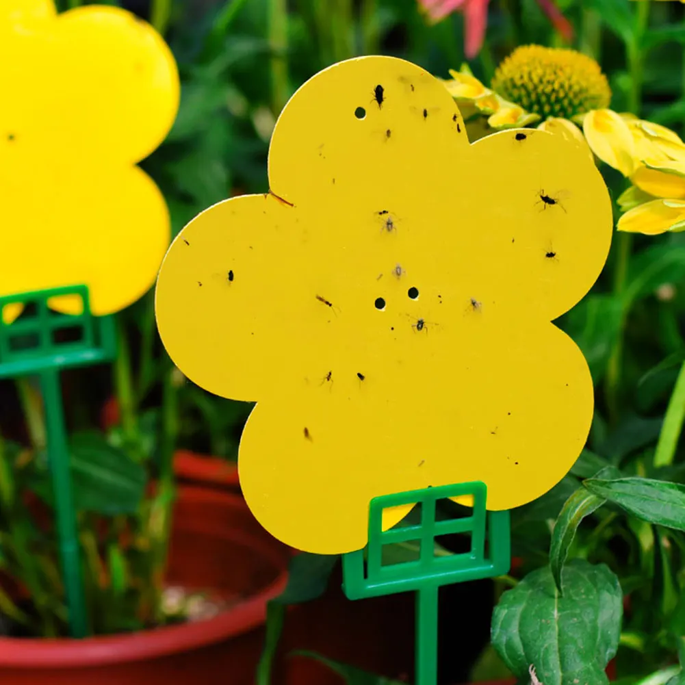 Yellow Flower Type Sticky Insect Board Bracket Double-sided Trap Control Pest Garden Plant Mosquito Tool |