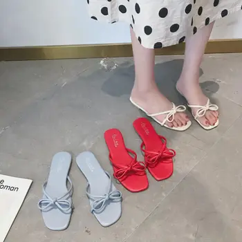 

Slippers Female 2020 Summer New Open Toe Bow Field Flat Outer Wear Beach Sandals and Slippers-Music of the Tide