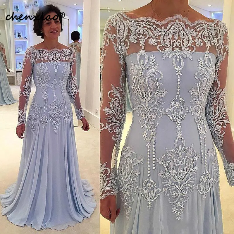 2019 Moeder van de Bruid Jurken Off Shoulder Sheer Lange Mouwen Formele Godmother Avond Wedding Party Gasten Gown Plus Size 2019 Moeder van de Bruid Jurken Off Shoulder Sheer Lange Mouwen Formele Godmother Avond Wedding Party Gasten Gown Plus Size