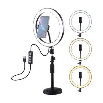

PULUZ Photography Dimmable LED Selfie Ring Light Youtube Video Live 3200-6500k Photo Studio Vlogging Light &Desktop Mount Holder