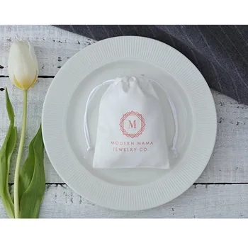 

50 White Flannel Drawstring Bags Custom Personalized Logo Jewelry Packaging Gift Pouches for Chic Christmas Wedding Favor Bags