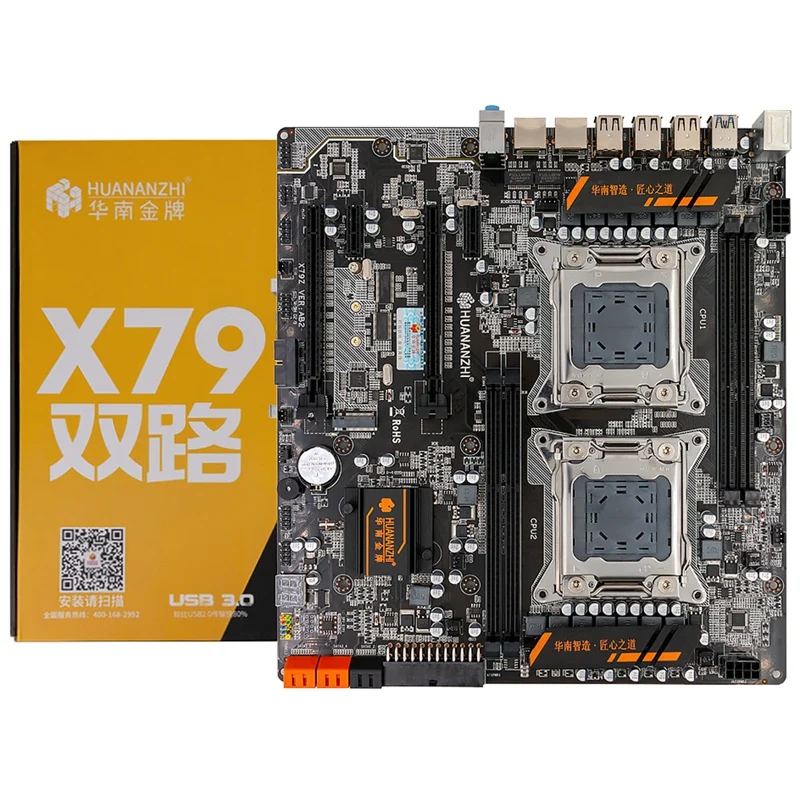 HOT-HUANANZHI X79-4D Двойной материнская плата для Intel X79 LGA 2011 E5 2680V2 DDR3 1333/1600/1866 МГц 128 ГБ PCI-E SATA3 USB3.0 E-ATX