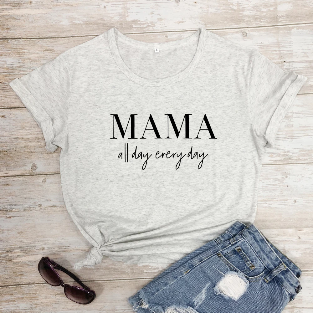 MAMA All Day each футболка смешная женская из чистого хлопка Tumblr мама жизнь, подарок футболка Повседневная С буквенным принтом слоган футболки топы размера плюс