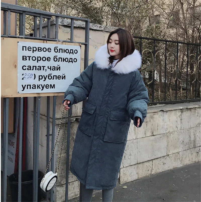 Зимняя куртка женская парка утепленная теплая меховая длинная куртка тонкая Плюс Размер Персиковое кашемировое пальто женская зимняя верхняя одежда W1411