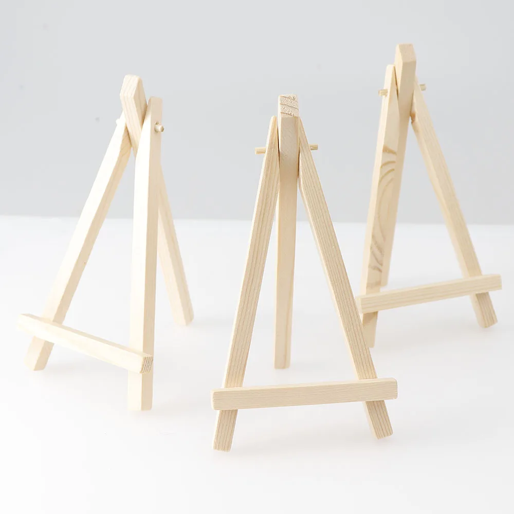 

2pc 9x15cm Small Wooden Crafts Three-Legged Shape Bracket For Mobile Phone Bracket Easels Frame Picture Artist Children Kids