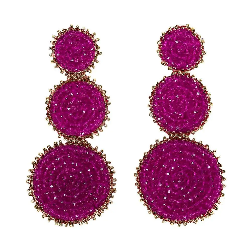 rose red Miwens, 6 цветов, этнические богемные Висячие серьги, женские круглые длинные висячие серьги,, стиль,, фабричное ювелирное изделие A206 - Окраска металла: rose red