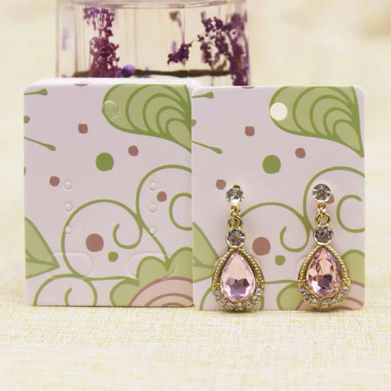 50Pcs flower pattern paper earring package Card 5x6.5cm marbling fruit style Jewelry earringDisplay tag Cards