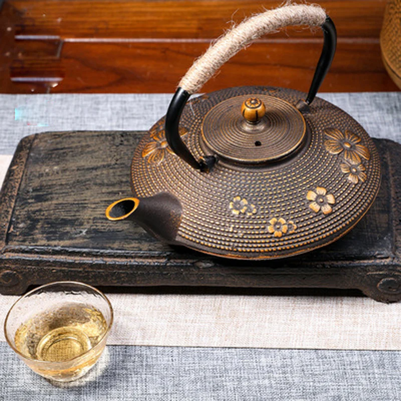 Cast Iron Pear Blossom Bamboo Leaf Tea Kettle, Teapot, Tea Accessories, Tea Set, House Decor, 900ml
