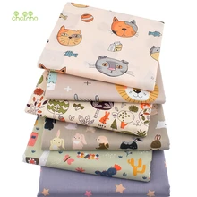 Chainho, 6 шт./партия, счастливые животные, печатная твиловая, хлопковая ткань, Лоскутная Ткань для DIY шитья стеганого материала для малышей и детей, 40x50 см