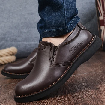 

2019 Men Dress Shoes Men's Casual shoes Business shoes Genuine Leather Casual Shoes Light Brown/Dark Brown size 38-44