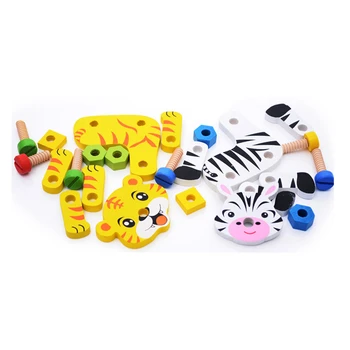 

Animal Assembly Toy Wooden Puzzle Board Colorful Baby Educational Wooden Toy for Children Learning Developing Toys new