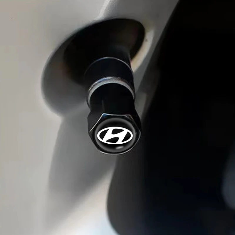 4pcs Metal Valve Caps Car Wheel Tires Accessories Stems Covers For Hyundai I10 I20 I30 I40 IX20 IX35 Tucson Solaris Accent Azera