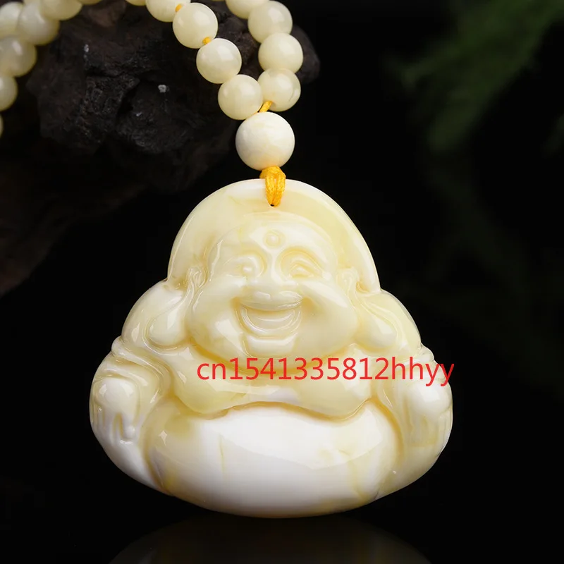 

Hot Selling Amber Beeswax Maitreya Buddha Necklace Pendant Charm Jewellery Hand-Carved Pendant for Women Men Fashion Accessories