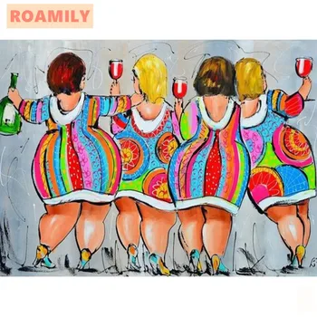 

3D Full Display Diamond Painting,Fat Ladies,Fat Women,Dikke Dame,Diamond Embroidery Cartoon,Picture By Rhinestones,Wall