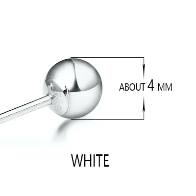 White 4mm Классический простой глянцевый шар 18k чистый настоящий твердый подлинный золотой AU750 роза/белый/желтый Сережки для пирсинга женщин девушек ювелирные изделия - Цвет камня: White 4mm