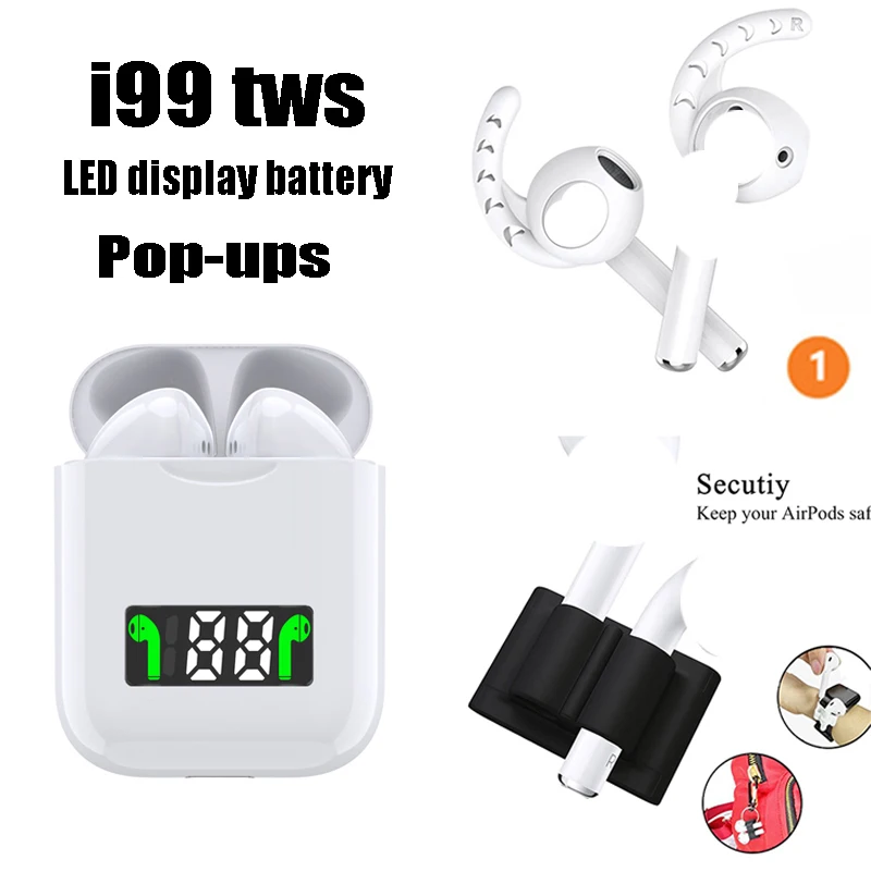 i99 tws LED Wireless Bluetooth Earphones Earbuds For iPhone Samsung Xiaomi Huawei LG pk ear air i10 i12 i800 i18 i1000 i200 i300 - Цвет: i99 baiJ heiS